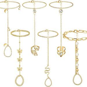 Adjustable Gold Slave Bracelets with Shiny Rhinestones – Fashion for All